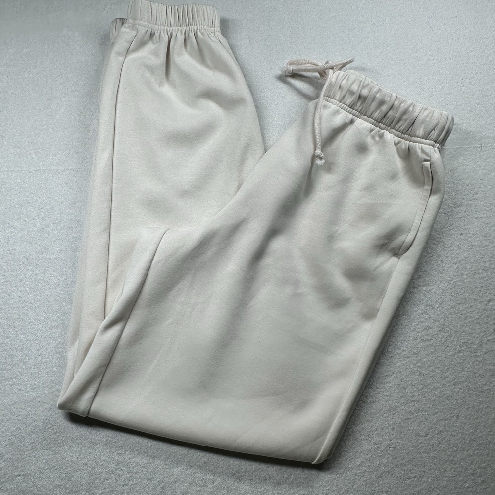 PAC 1980 Women Ivory Joggers Size S Drawstring Sweatpants Casual Lounge - Picture 12 of 14